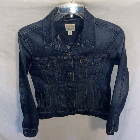 Levi's Jackets & Blazers - Levi’s Women’s Jean Jacket Size Large Dark Blue Denim Going Out Party Fun